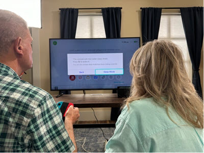 Two people playing a video game