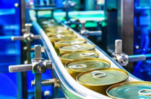 food cans in a factory