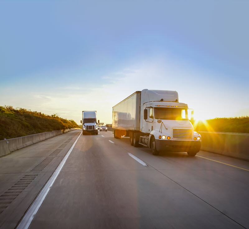trucks on a highway