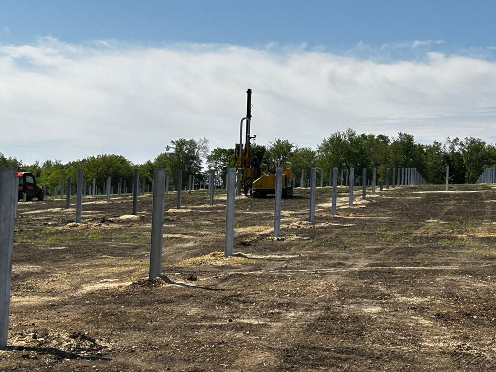 Pile installation at the Albany Solar Project site