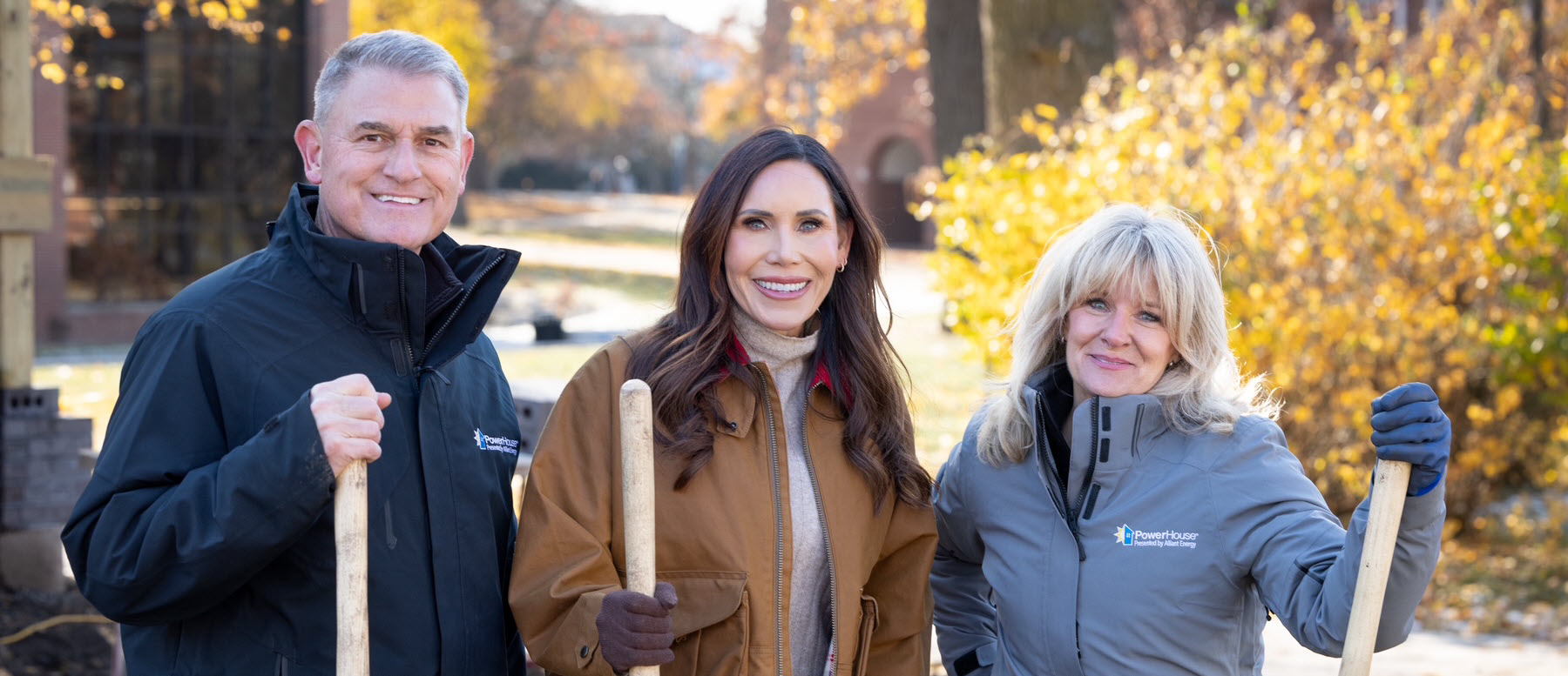 PowerHouse's Pete and Megan and Betting on Beloit's Konya holding shovels