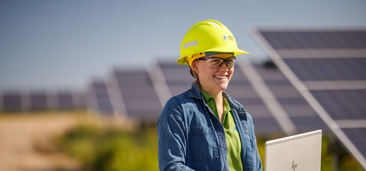 female engineer in a solar farm