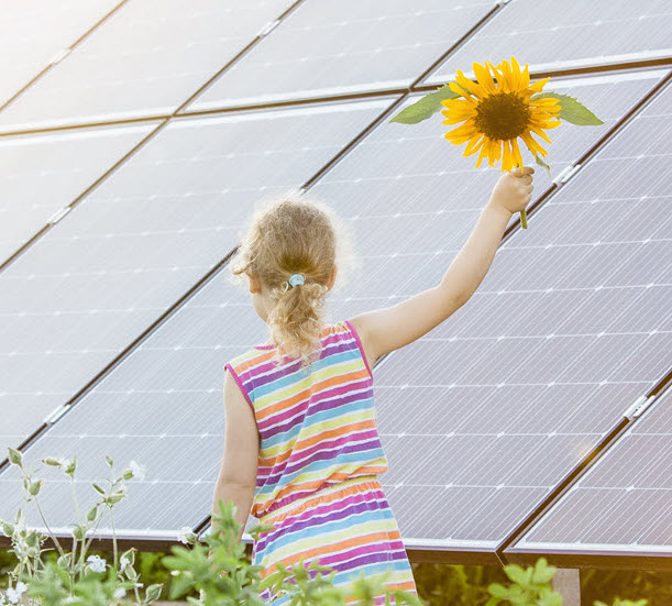Solar panel girl flower