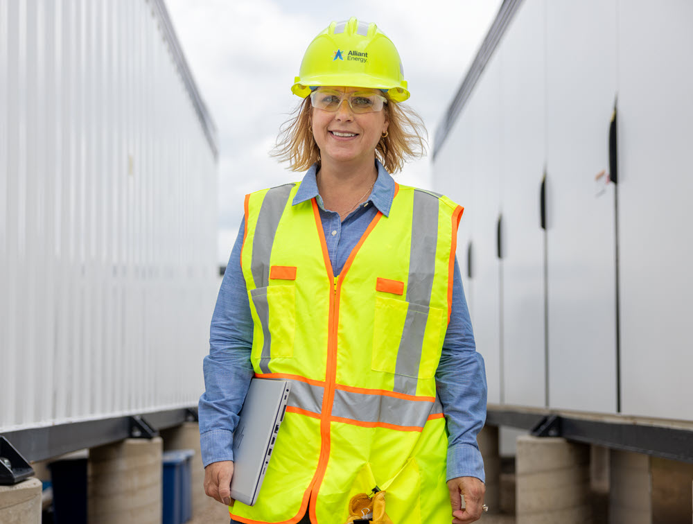 employee near battery storage equipment
