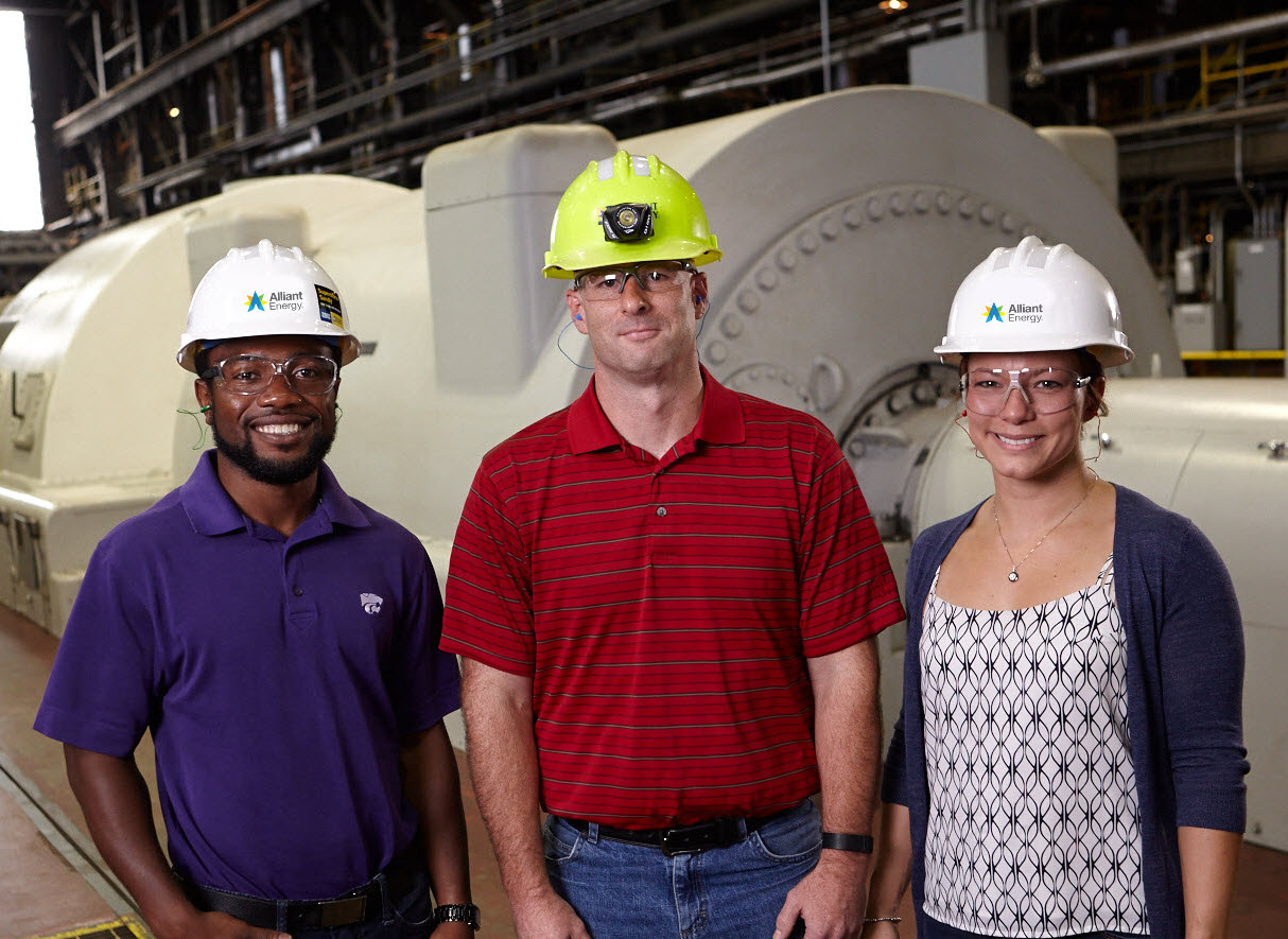 three employees in a power plant