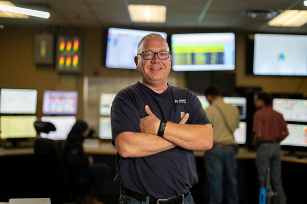 employee in control room