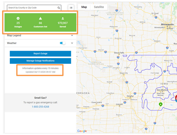 outage map screenshot