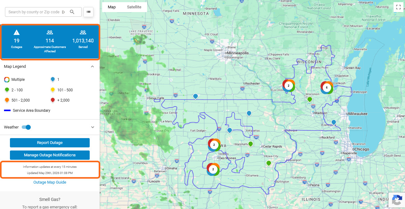 outage map screenshot