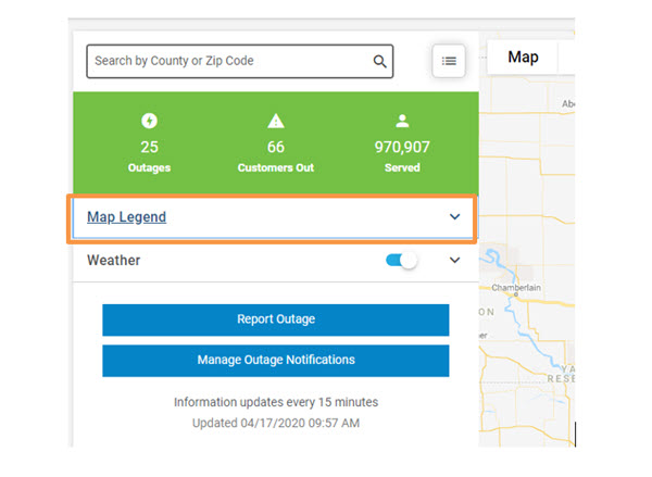 Outage map screenshot