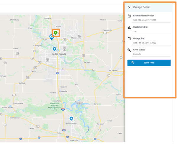 Outage map screenshot