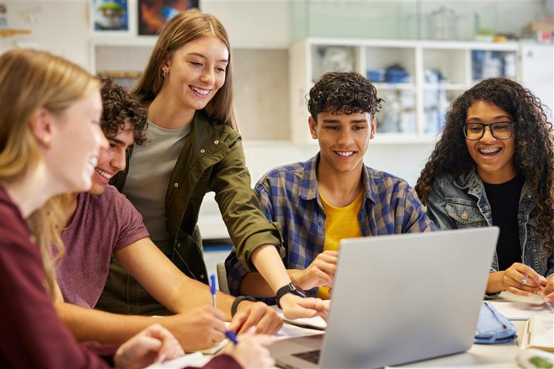 Students at a computer