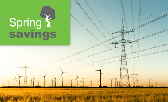 "spring savings" with wind turbines and power lines