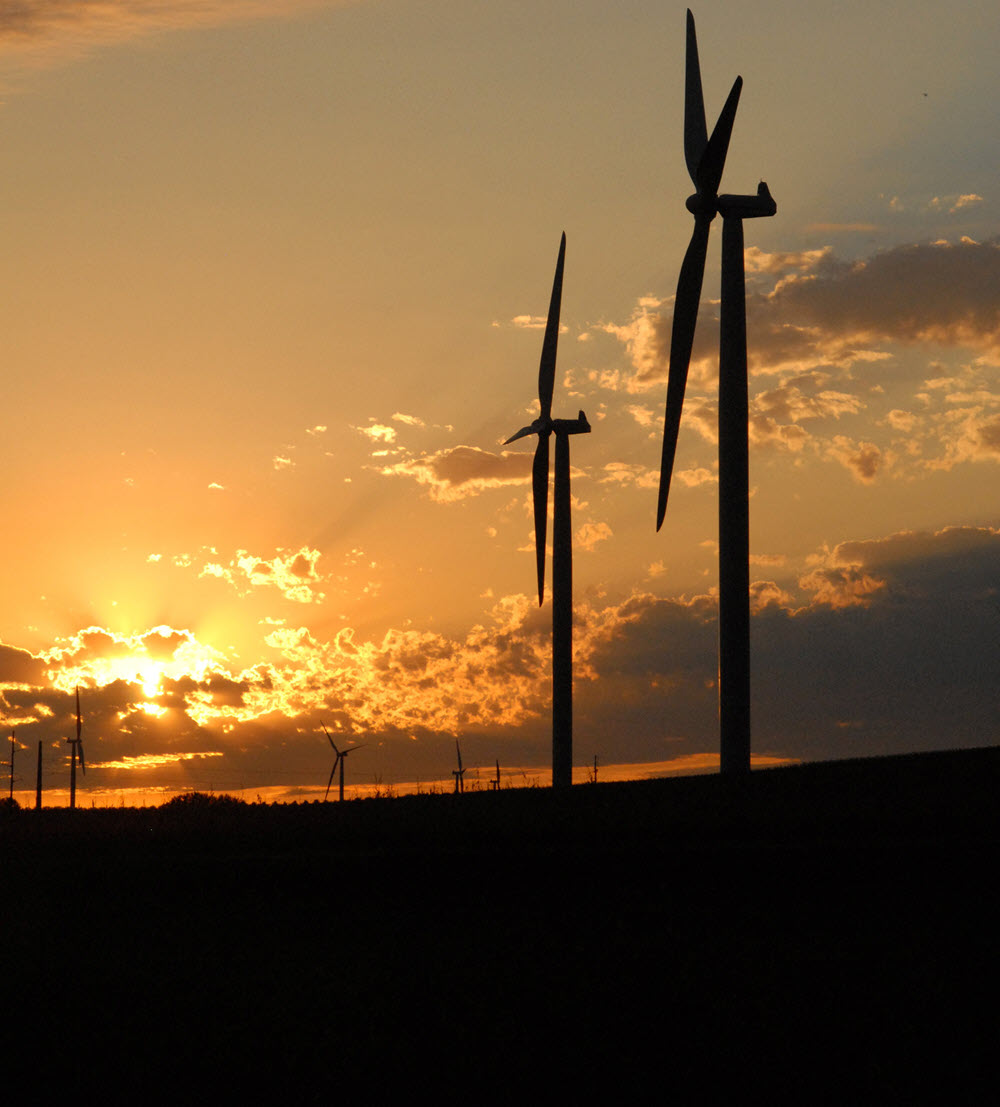Bent Tree Wind Farm at sunset