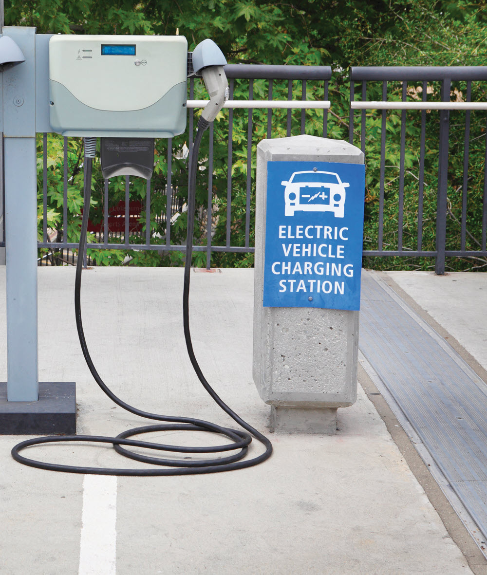 EV charger in a parking lot