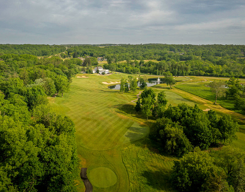 aerial view of a golf course