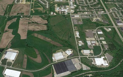 Aerial view of industrial park