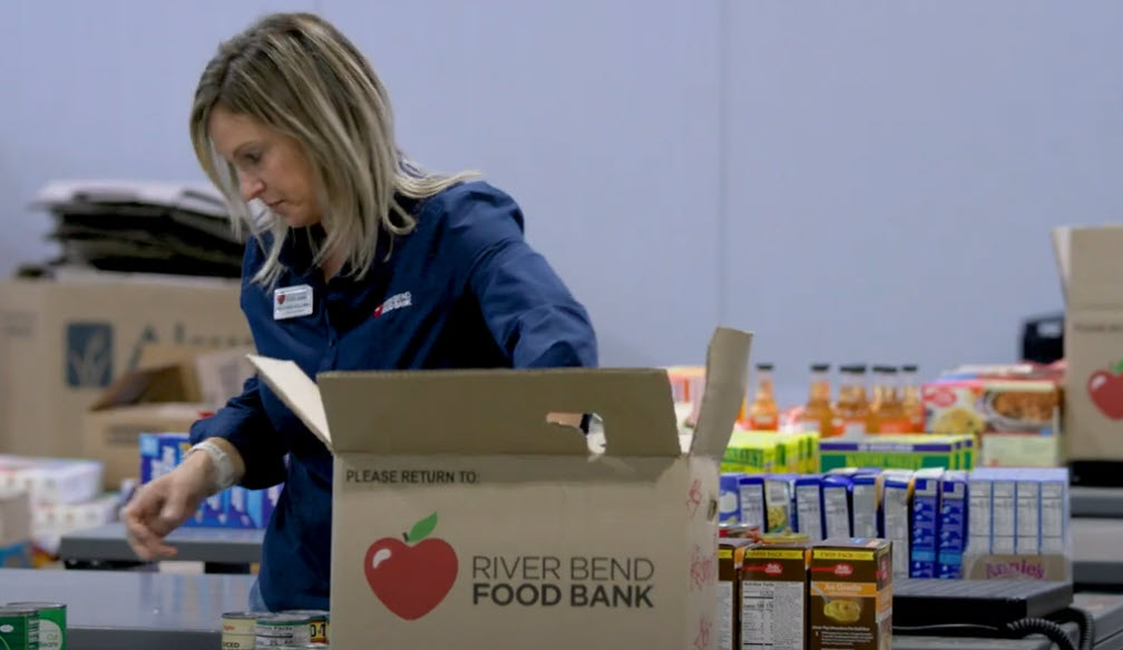 woman working in food bank