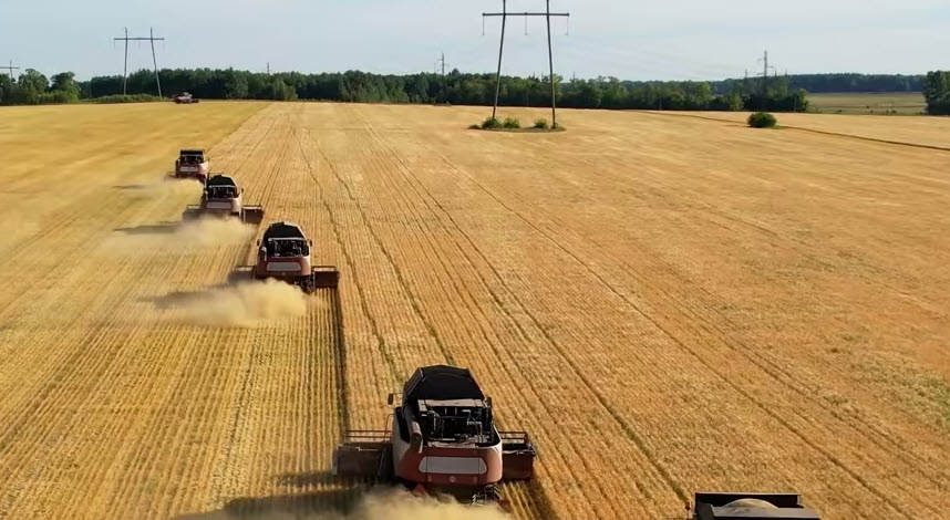 farm equipment in harvest field