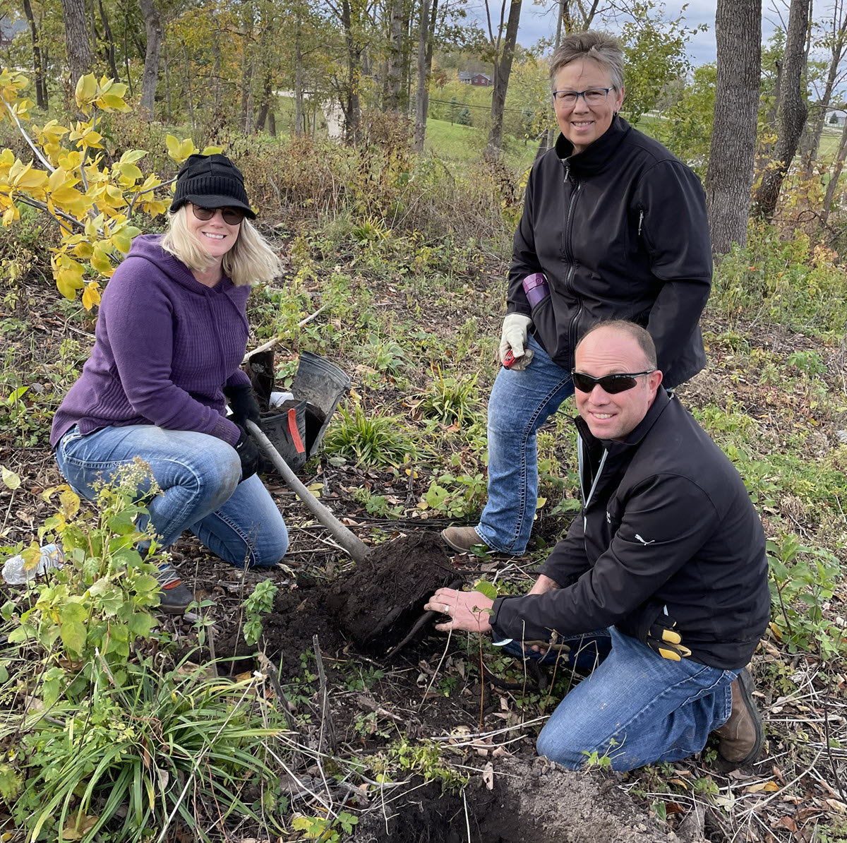 people planting trees