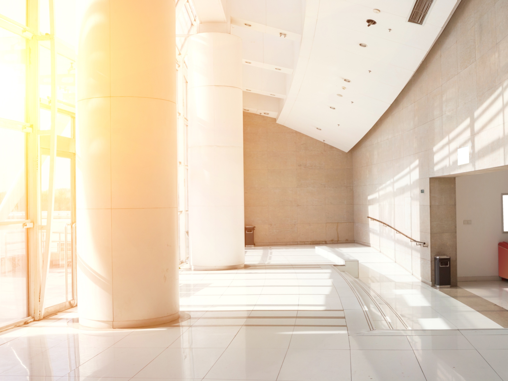 Facility with sun shining through window