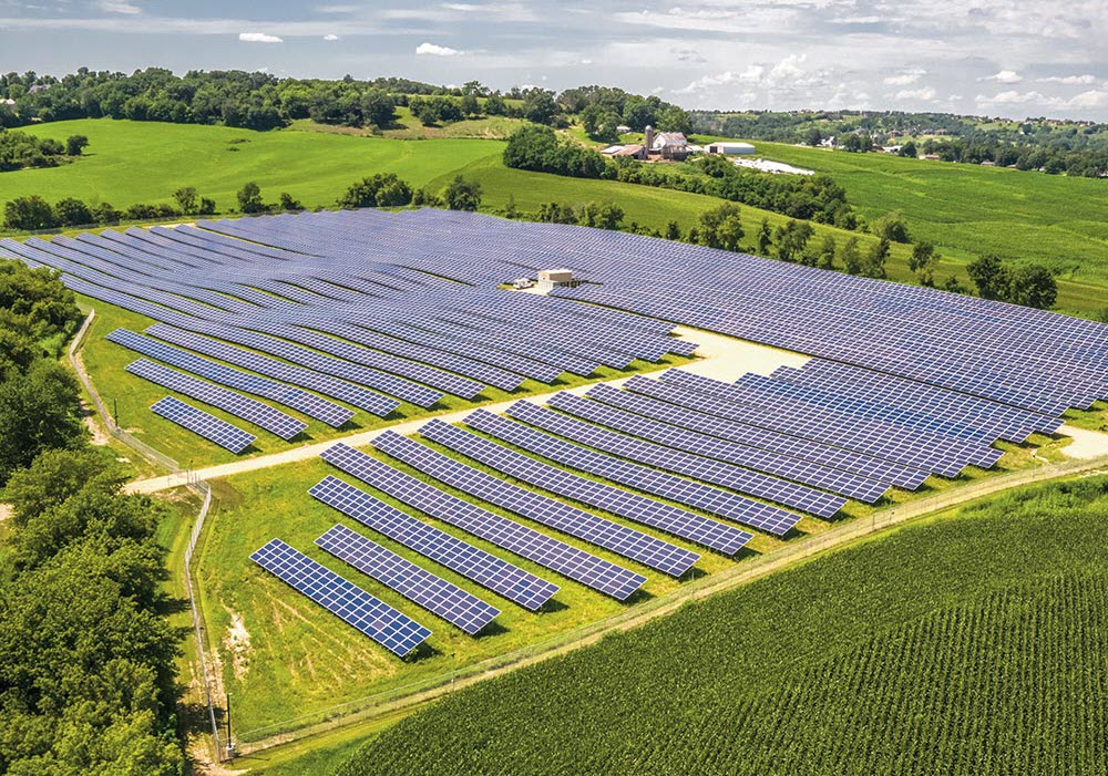 field of solar panels