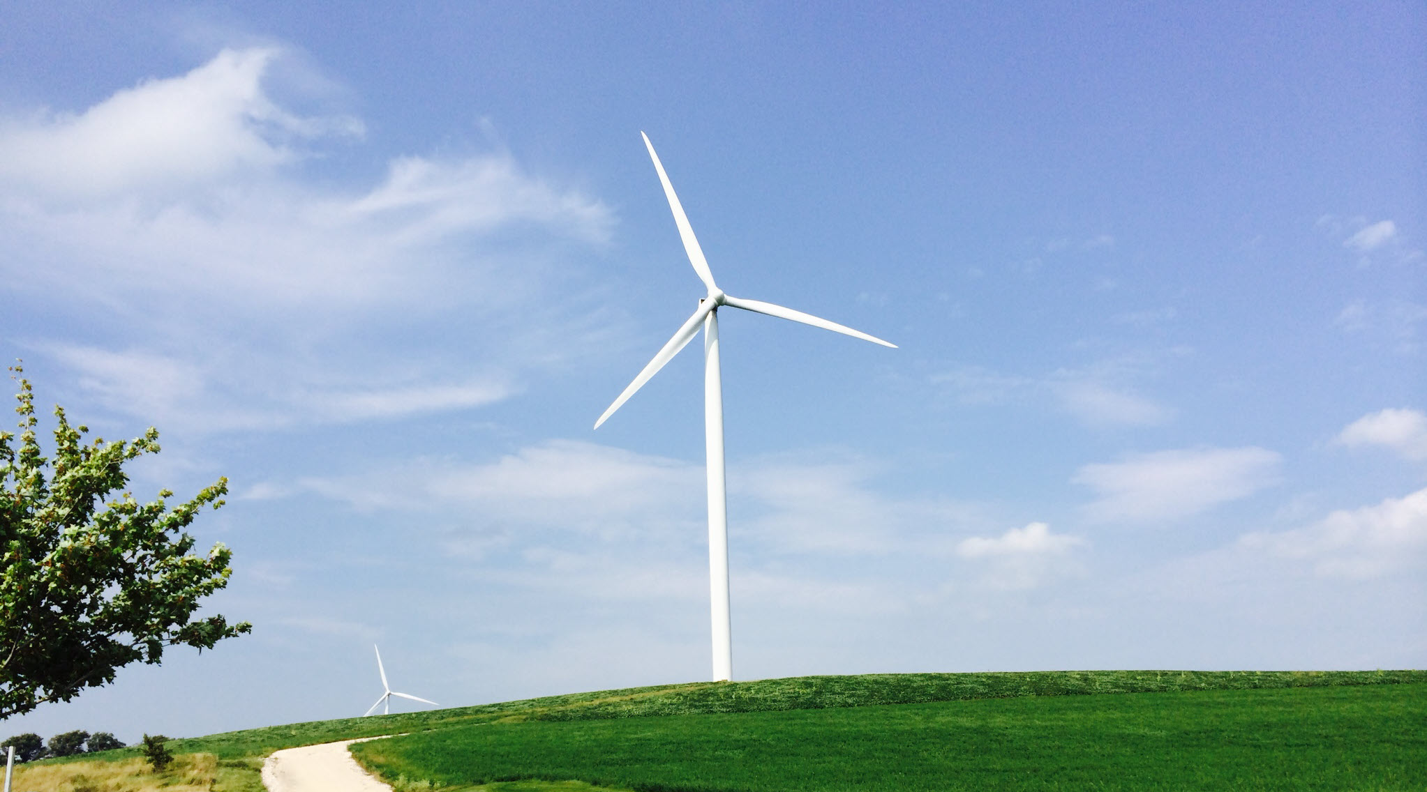 a wind turbine in a field