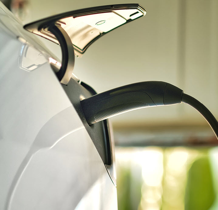 close up of an EV being charged