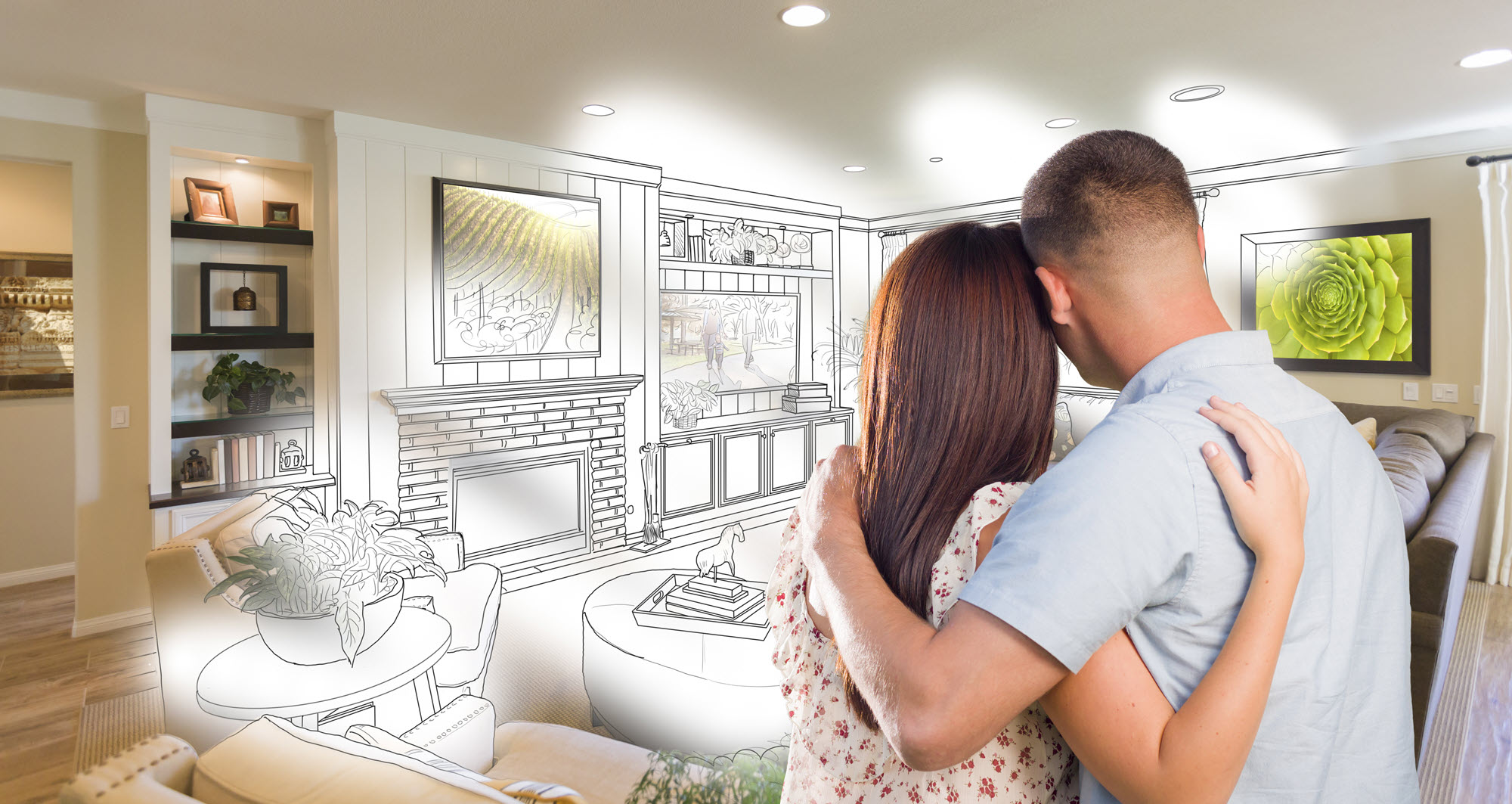 couple looking at a house