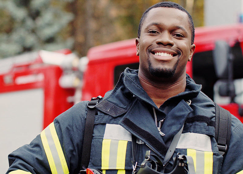 smiling fire fighter