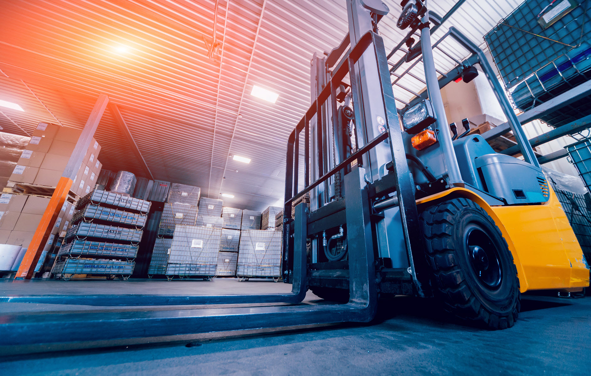 forklift in warehouse