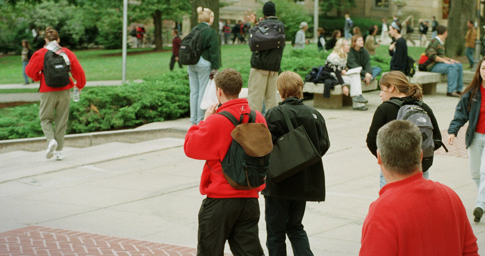 students walking on campus