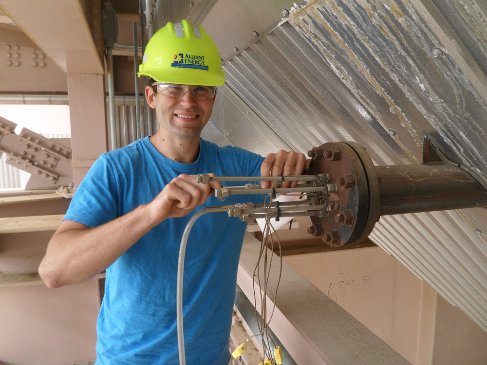 intern taking a gas sample