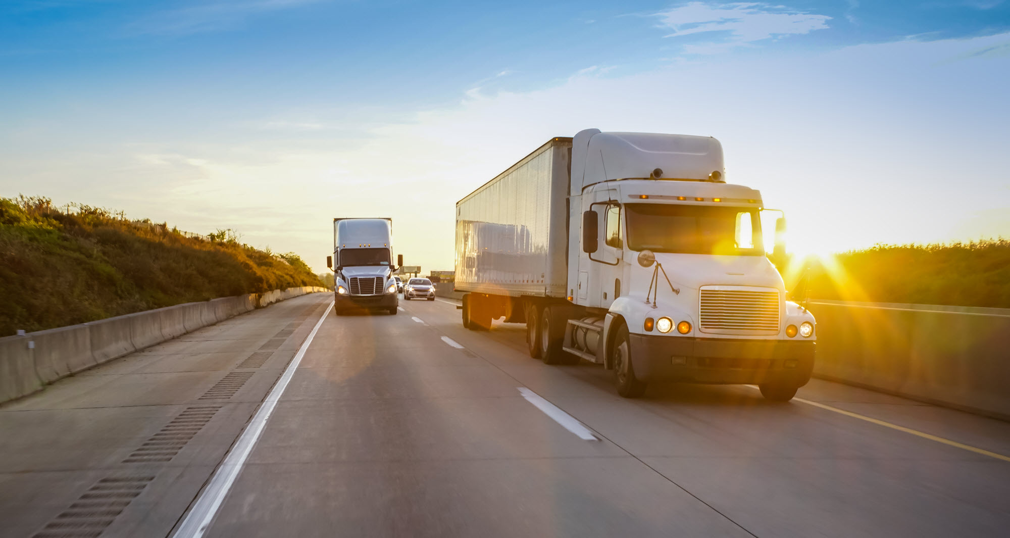 Trucks on a highway