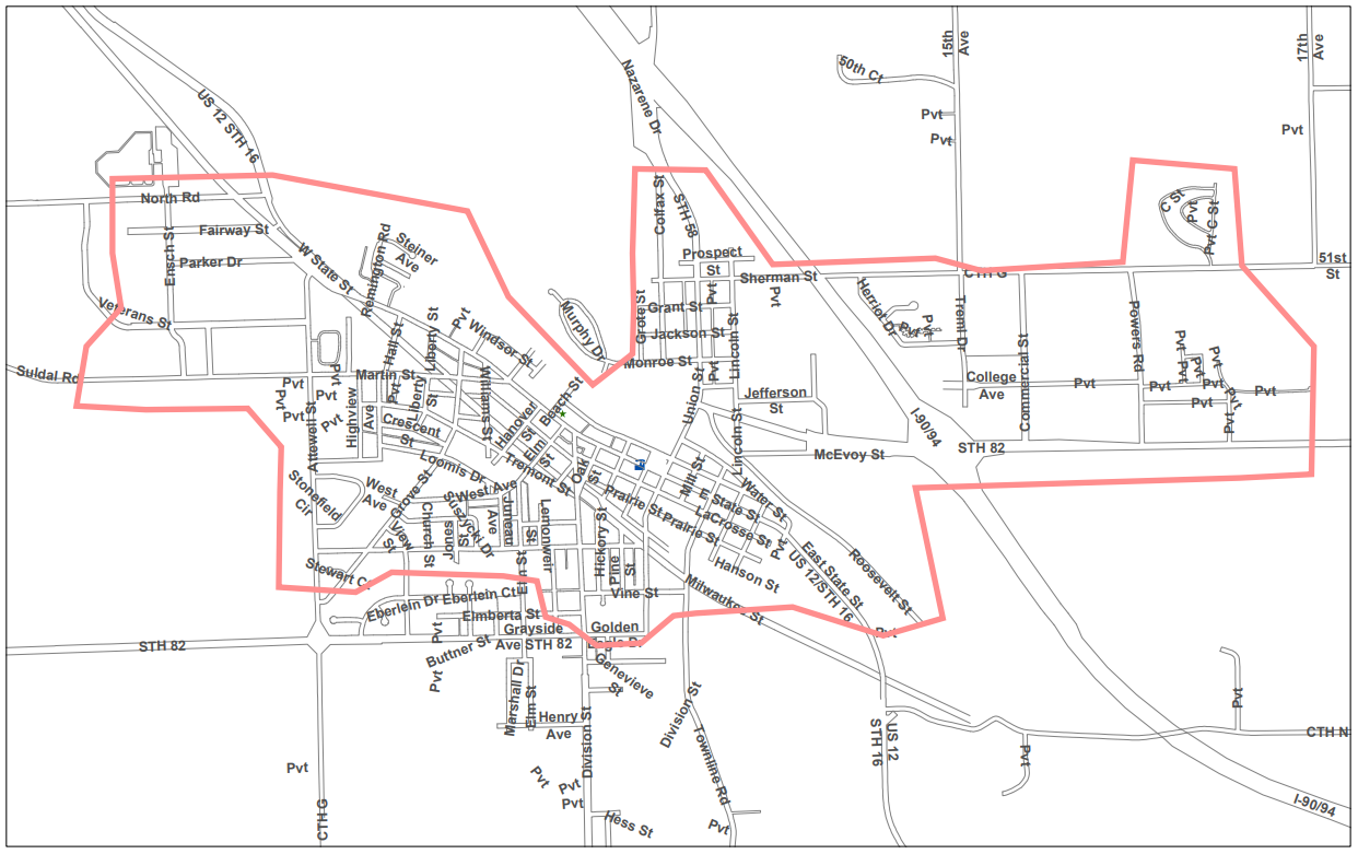 Map of Mauston electric upgrade project
