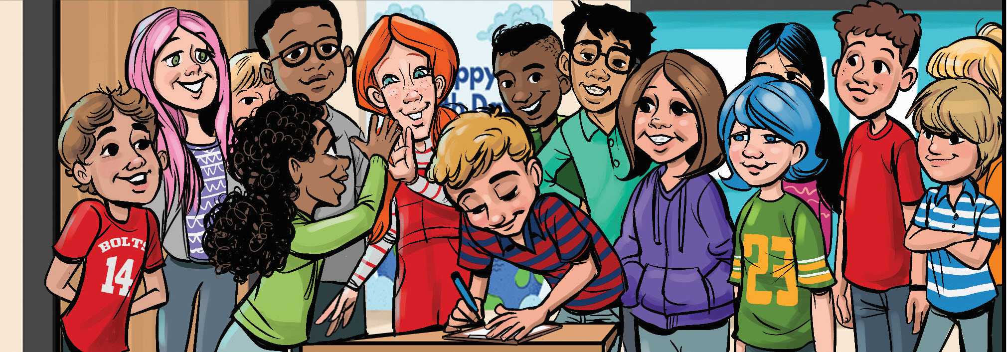 group of comic book kids