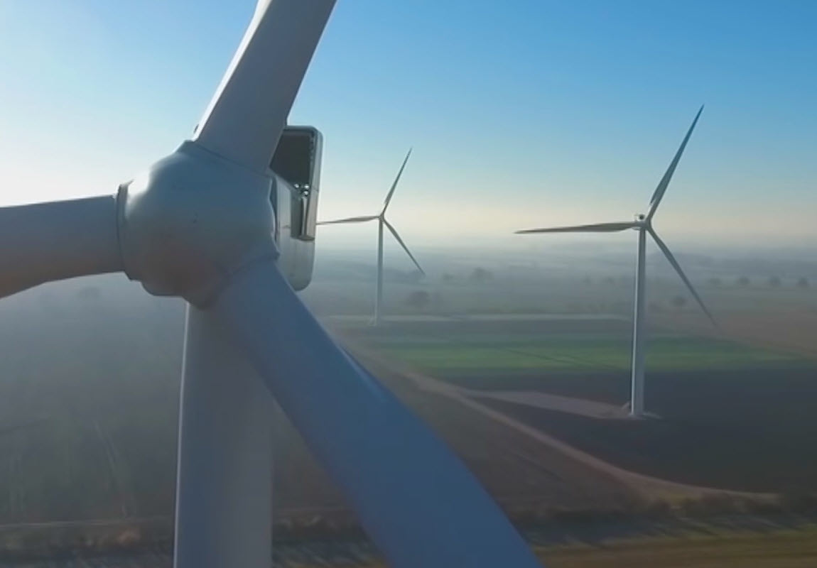 wind turbines in the air