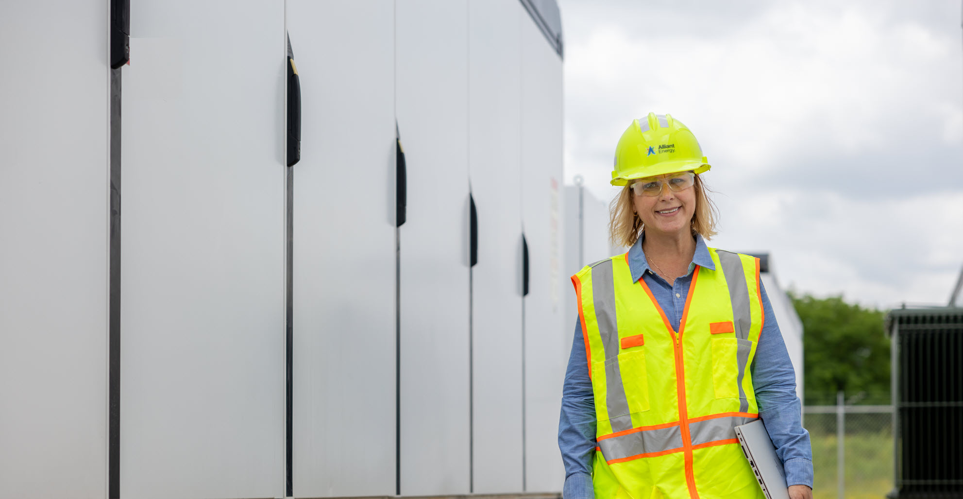 employee at a battery storage facility